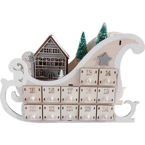 House Sleigh Wooden Advent Calendar Countdown Christmas Party Decor, Christmas Countdown, Holiday Decorations