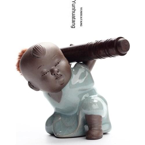 Kid Bi Tuo Bijia Tea Set Tea Ceremony with Zero Geware Clay Tea Ornaments-Gracked Glaze Tea Decoration Tea Pet Mini Tea Set