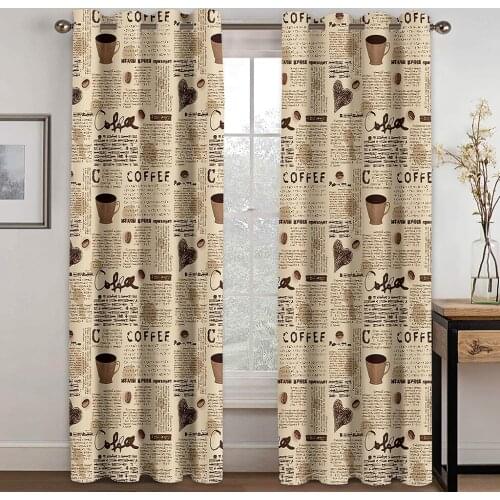 Home Coffee Retro Printed Curtain Living Room Bedroom Curtain Home Decoration Curtain Adult Bedroom Curtain