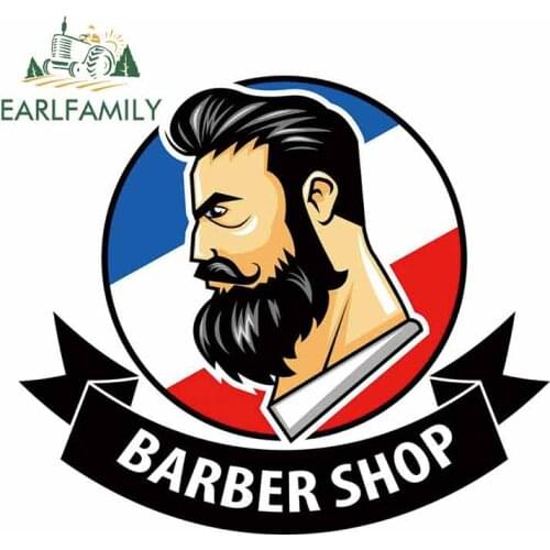 EARLFAMILY 13cm for Barber Shop Auto Decal DIY Occlusion Scratch Fashion Decals 3D Car Stickers Decoration Suitable for VAN RV