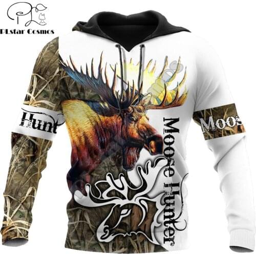 Camo Moose Hunting 3D All Over Printed Hoodies Men Sweatshirt Unisex Streetwear Zip Pullover Casual Jacket Tracksuits KJ0224