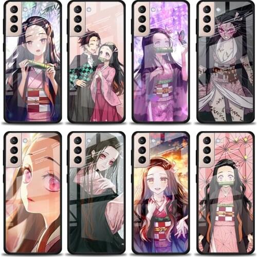 Kimetsu No Yaiba Nezuko Tempered Glass Cover For Samsung Galaxy S21 Plus Ultra M21 M31 M51 A52 A72 Phone Case Coque