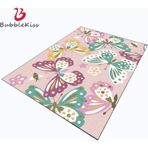 Bubble Kiss Modern Colorful Flower Pattern Rugs Customized Home Decor Carpet for Bedroom Soft Non-slip Pink Girl Room Floor Mat