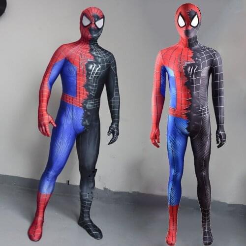 Red/blue Symbiote Costume Cosplay Spandex Lycra Zentai Traje De Halloween Disfraz De Superhroe Disfraces Halloween Costume