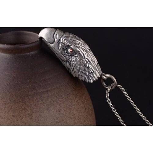 Pure 100% 990 Sterling Silver Eagle Head Pendant Vivid Bird Silver Pendant Necklace Vintage Punk Style Jewelry Pendant without