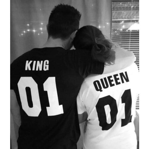 Summer Short Sleeve T-shirt Tops Lovers Tee Shirt King Queen Couple TShirt King Queen 01 Couples T Shirt for Men Women