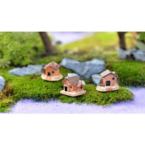 3pc Miniature House Potted Decoration Resin Crafts Dollhouse Figurines Fairy Garden Ornament Landscape For Home And Garden DIY