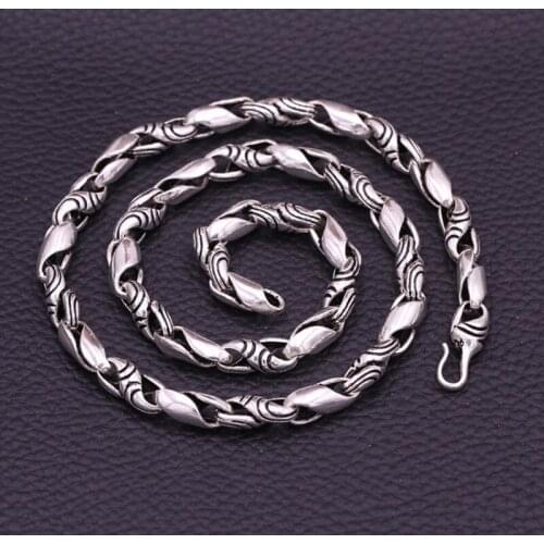 Fashion S925 Sterling Silver Retro Thai Silver Personality Punk Style Popular Men And Women Domineering Thick Necklace