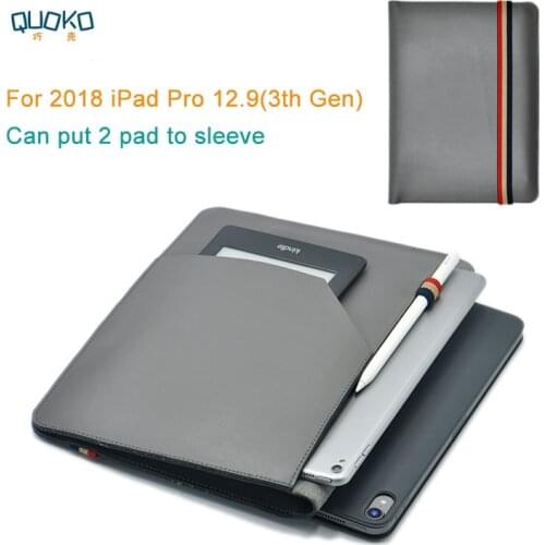 Can put 2 pad sleeve pouch cover,microfiber leather tablet sleeve case for 2018 iPad Pro 12.9" (3rd Gen)