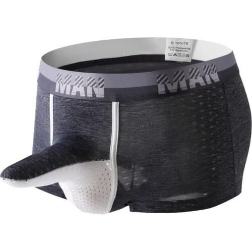 S-XL Mens Boxers with Bulge Pouch Sexy Underwear Trunks Ice Silk Sexy Breathable Convex Underwear Cueca