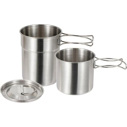 2pcs Camping Cup Kit Cookware Pot Cooking Bowl Picnic Mug Coffee Mug Camp Outdoor Backpack Kitchen Accessories