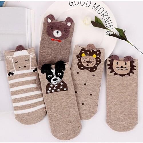 5 Pairs New Arrival Women Cotton Socks Cute Cat Ankle Socks Kawaii Short Socks Casual Animal Ear Red Heart Gril Socks 35-41