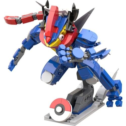 New Cartoon Greninja Figure Blocks Model Toys Anime Pokemoned Greninja 380+Pcs Brick Blocks Figure Toys Gifts for Children