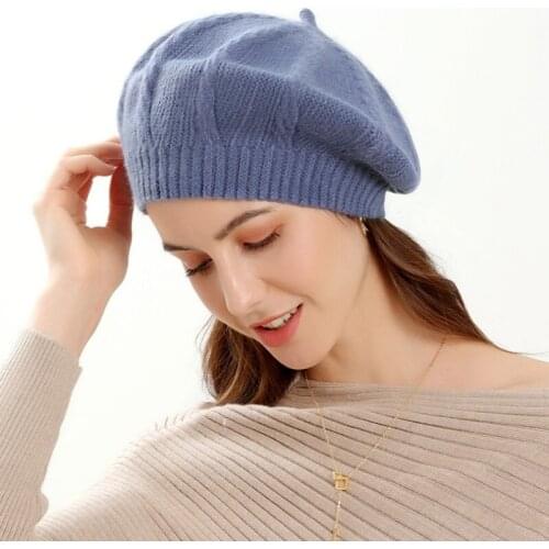 Autumn Winter Retro Elegant Windproof Beanie Cap Classic Kintted Warm Berets Hat For Lady