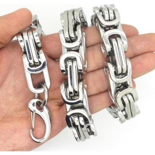 12mm/15mm Stainless Steel Men Necklace Chunky Link Heavy Byzantine Chain Fashion Women WNecklace Jewelry 7inch-40inch