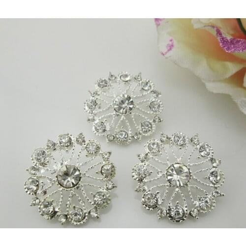 BT264 25mm)5pcs alloy shank rhinestone buttons round sewing buttons for crafts