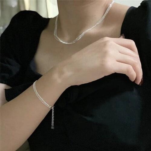 Real 925 Sterling Silver Women Necklace Multilayer Bright Bling Chain Necklace for Women Exquisite Wedding Jewelry Women Choker