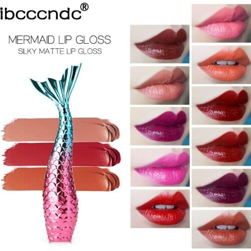 Mermaid Lip Gloss Nude Matte Velvet Liquid Lipstick Waterproof Long Lasting Moist Lip Gloss Vivid Sexy Women Lips Makeup