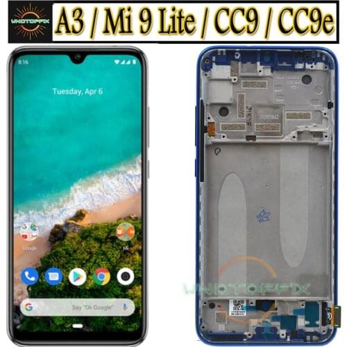 AMOLED For Xiaomi Mi A3 LCD Display Touch For Xiaomi MI 9 Lite CC9 CC9E LCD Touch Screen with Frame For Xiaomi Mi A3 mia3 LCD