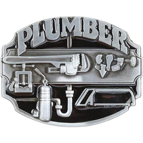 Silver plumber letter belt buckle for man western cowboy buckle without belt custom alloy width 4cm