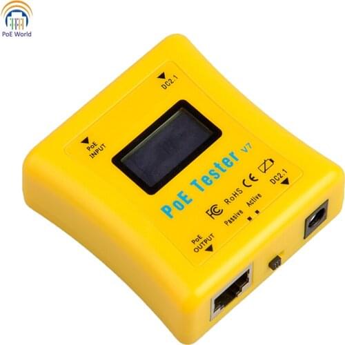Inline PoE Tester Power ove Ethernet Detector LCD Display the Volt Watt Power DC RJ-45 connector Non Batteries