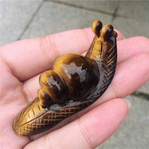 Natural yellow tiger eye stone cute snail Pure hand carving pendant tiger eye stone crystal jewelry gift 1pcs