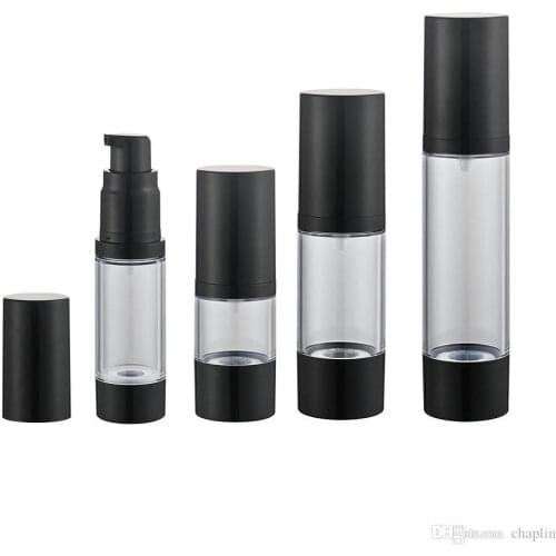 15 30 50 80 100 120ml Airless Pump Bottle-Empty Refillable Black Airless Vacuum Pump Cream Lotion Make Up Bottle Toiletries Liqu