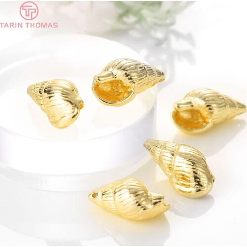 6PCS 10x18MM Hole 1MM 24K Gold Color Plated Brass Conch Charms Pendants High Quality Diy Jewelry Accessories