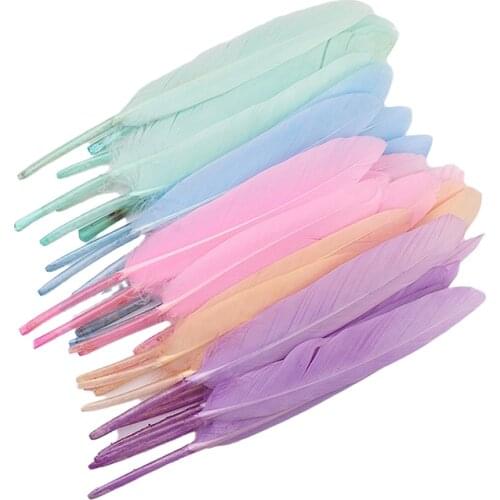 20/100pcs Macaron color Duck Feathers DIY feathers for jewelry making needlework Earring Home Wedding decoration plumas 10-15CM