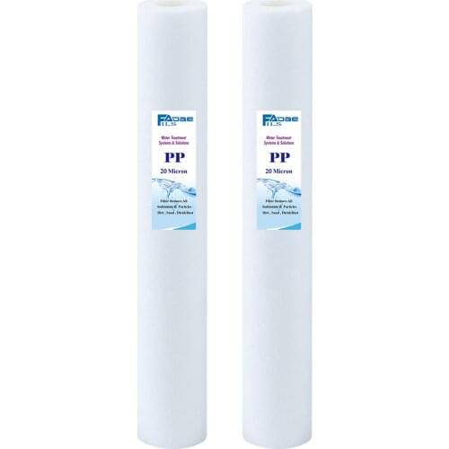 PP Sediment 20" x 2-1/2" Replacement Filter Cartridges 20 Micron - Melt-blown Polypropylene , Pack of 2