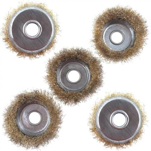 3/5pcs 75/100mm Diameter Coppering Steel Wire Polishing Brush Wheels Set with 16mm Hole and Bowl Shape for Polished Derusting