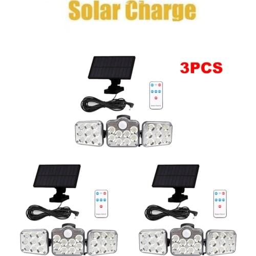 3pcs 138 led seperable remote solar light garden outdoors fairy decoration solaire lampara panel exterior spotlight yard wall se