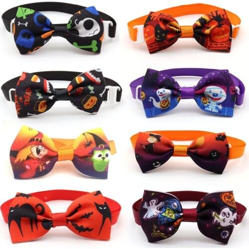 30/50 Pcs Pets Dog Bow Ties Necktie Halloween day Dogs Accessories Pumpkin Skull Style Puppy Dog Pet Grooming Dog Ties