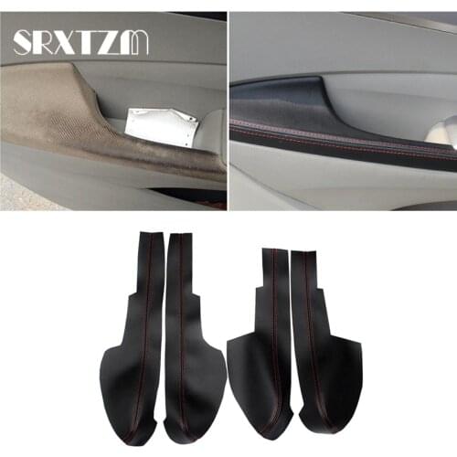 4pcs Microfiber Leather Car Door Panels Armrest Cover For Honda City 2008 2009 2010 2011 2012 2013 2014 Interior Accessories