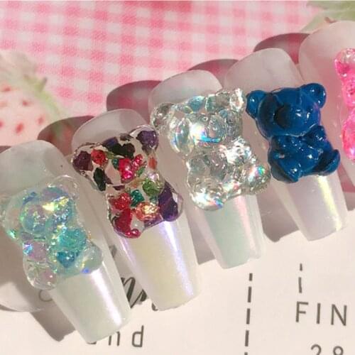 97QE Crystal Epoxy Resin Mold Nail Carving 3D Bear Silicone Mould DIY Crafts Stamping Plate Nails Stencils Manicure