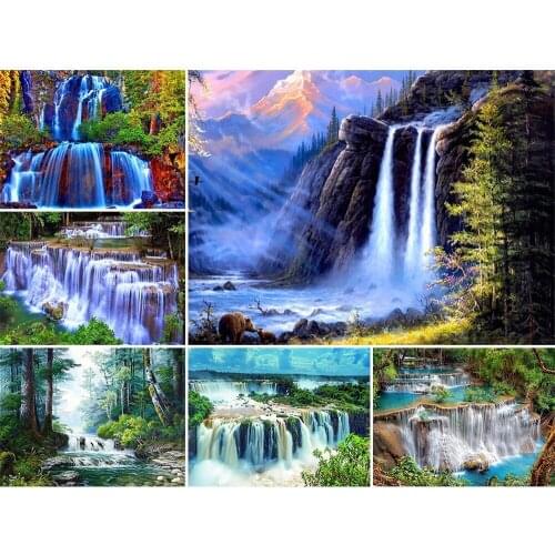 5D DIY Diamond Painting Landscape Diamond Embroidery Waterfall Pictures Of Rhinestones Mosaic Cross Stitch Home Decor