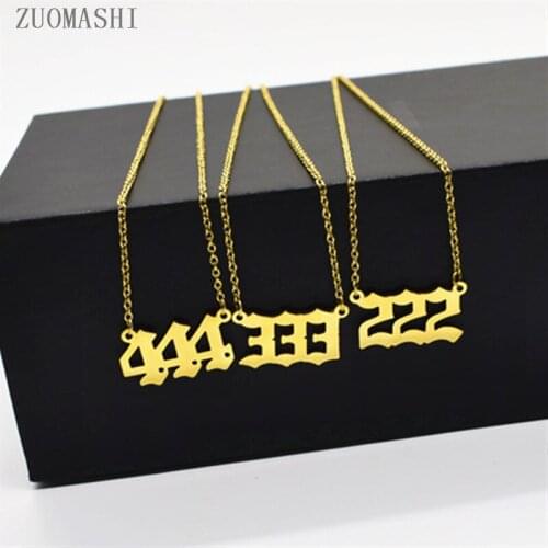 Angel Number Necklace111 222 333 444 555 777 888 999 666 Devil Necklace Stainless Steel Year Pendant Charms Minimalist Jewelry