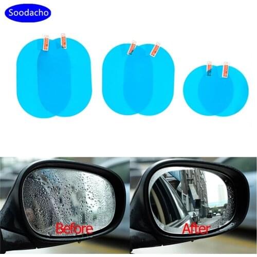 Soodacho Auto Anti Fog Sticker Car Mirror Window Clear Film Car Rearview Mirror Protective Film Waterproof 2 Pcs/Set
