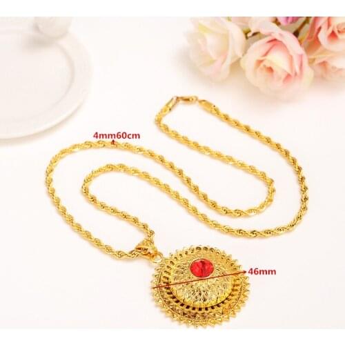 Big african rhinestone Crystal gold Necklace CZ Ston pendant Necklace Female Bijoux Jewelry Gifts For Women girls diy charms