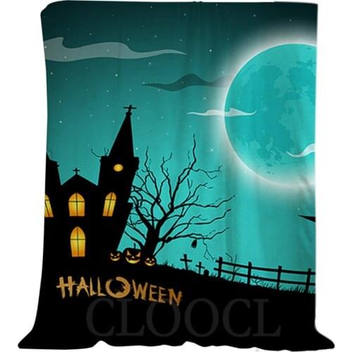 CLOOCL Halloween Theme Flannel Blankets Castle Moon Dead Tree 3D Print Blanket Fastival Party Gifts Funny Keep Warm Plush Quilts