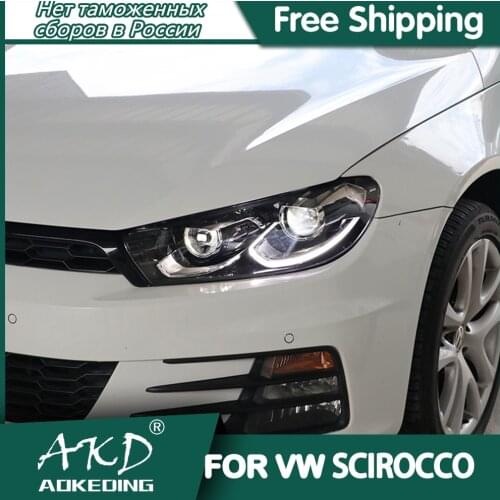 For Car VW Scirocco Headlights 2009-2017 DRL Day Running Light LED Bi Xenon Bulb Fog Lights Car Accessory Scirocco Head Lamp