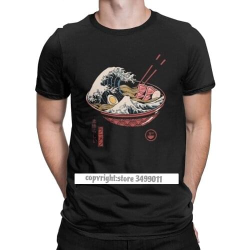 Great Ramen Wave Mens Tops T Shirt Noodles The Great Wave Of Kanagawa Cotton Tees O Neck Japan Japanese T-Shirt Camisas