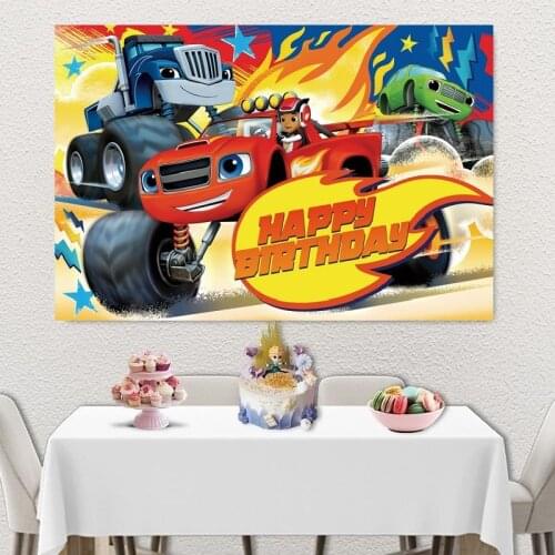 Truck Cars Backdrops For Boys Birthday Party Blaze Monsters Machine Theme Photography Photo Studio Backgrounds Vinyl Custom