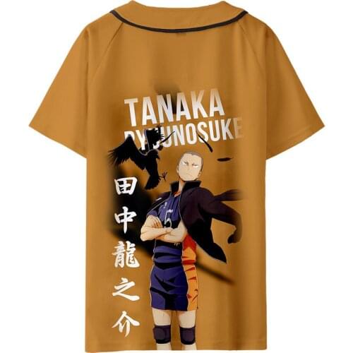 Haikyu!! 3D Baseball T-shirts Summer Short Sleeve Streetwear Casual Sports Women/men Fashion Tees V-neck Solid