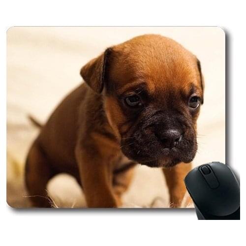 Lovely Pug Dog Gaming Mouse Pad,Puppy Dog Pet Cute Brown Sitting Sad Portrait,dogs mouse mat