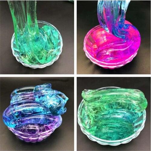 DIY Color Mixing Colorblock Gradient Crystal Mud Toy For Kids Clear Fluffy Clay Anti-stress Toy