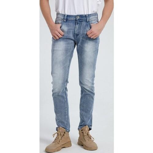 Italian Style Fashion Men Jeans High Quality Retro Light Blue Elastic Cotton Slim Casual Designer Jeans Men Vintage Denim Pants