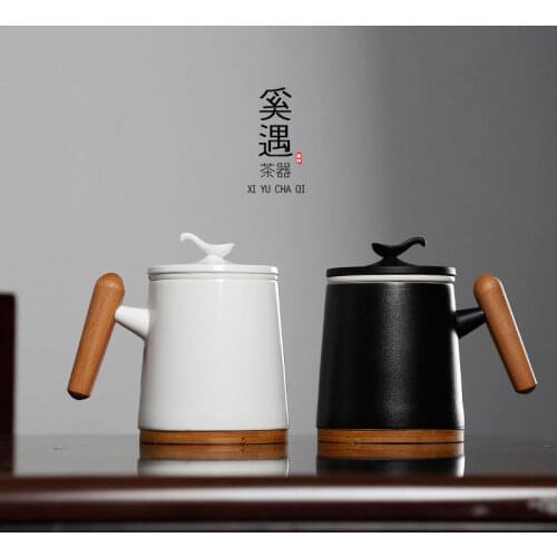 Ceramic Office Filter Tea Cup Water Cup Large Capacity Mugs with Cover Lid Mermaid Coffee Mug Japan Style Handgrip Cups Set