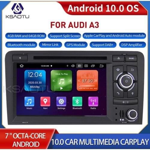 KSAOTU 7085 7" 8-Core Android 10.0 Car Stereo Carplay DSP DAB+ GPS WiFi USB DVB-T 4G TPMS Canbus OBD2 For AUDI A3
