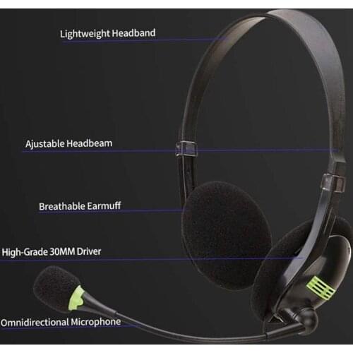 USB Lightweight Headset with Noise Cancelling Microphone for Office Business PC